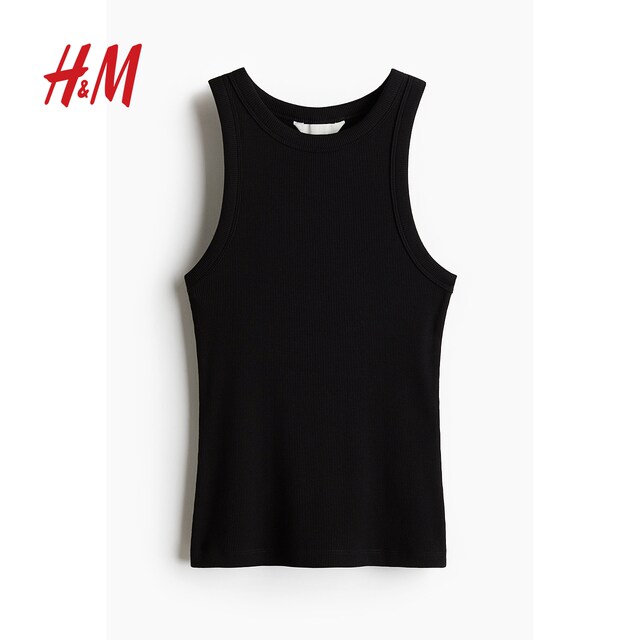 HM women's suspender 2025 autumn new simple round neck slim slim short vest top 1270854