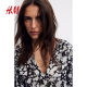 HM women's shirt summer print oversized bottoming shirt lantern long-sleeved top 1257114
