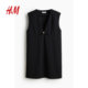 HM women's dress summer slim V-neck elegant sleeveless crepe woven comfortable skirt 1257272

