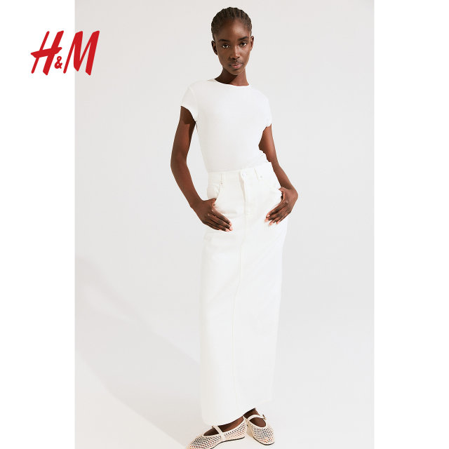HM summer women's clothing, fashionable casual trendy denim half-length skirt 1218390