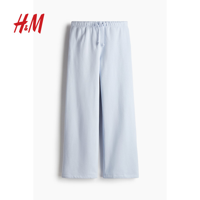 
HM women's casual pants straight loose sports and casual elastic drawstring wide-leg jogging pants 1199249