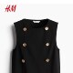 HM women's dress summer fashionable sleeveless fashion round neck casual button skirt 1264758
