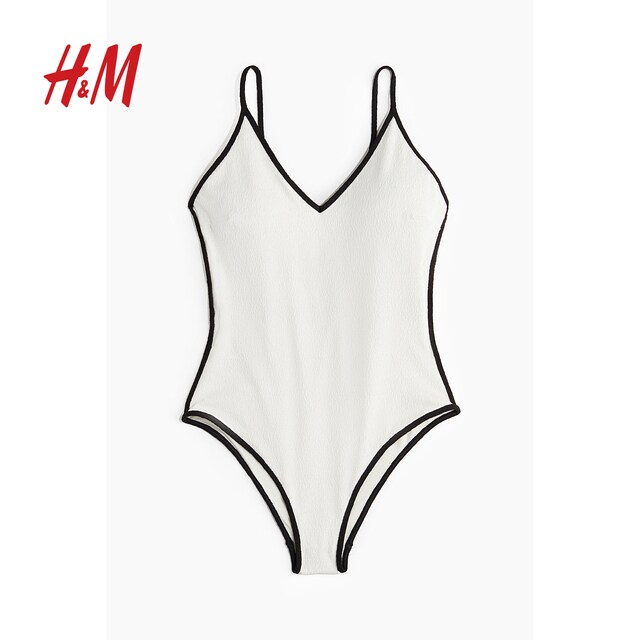 HM Women's Swimsuit 2025 Summer New Padded Cup High Fork One-piece Swimsuit 1250840
