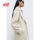 HM women's hair woolen coat in winter fashion and casual waist lace -up felt coat 1228995