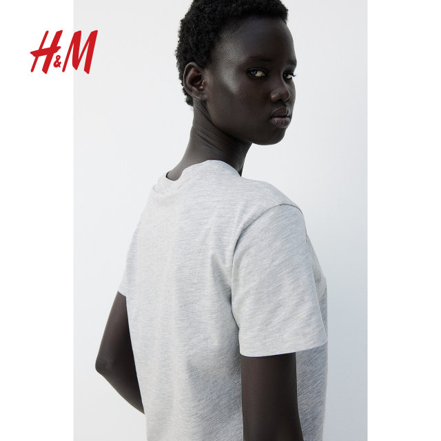 HM women's T-shirt summer fit simple casual and fashionable round neck short sleeve inner top 0963662
