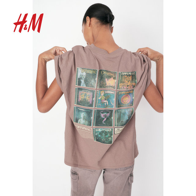 HM women's T-shirt summer loose printed short-sleeved top 1227727
