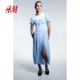 HM women's dress summer French temperament slim seaside vacation style puff sleeve midi skirt 1213111