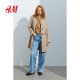 HM women's woolen coat autumn and winter comfortable Maillard style knee-length single-breasted coat 1185068