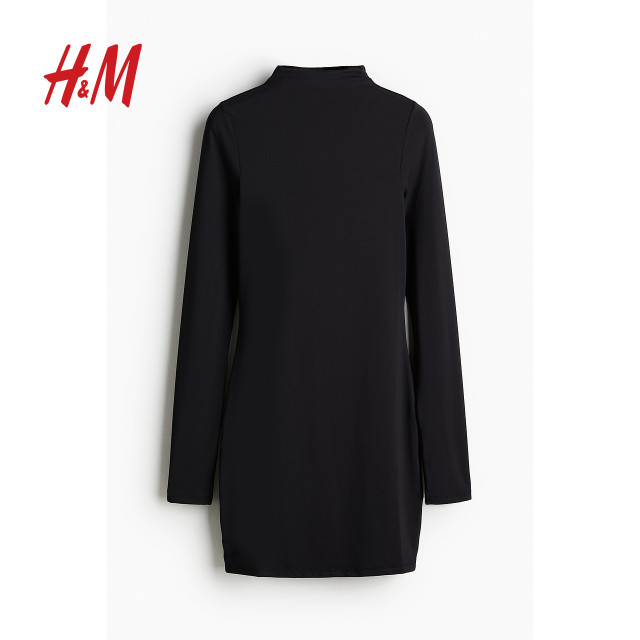 HM women's dress summer turtleneck slim and fashionable casual slim tight short skirt 1234799
