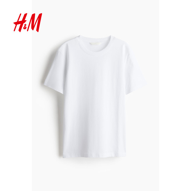 HM women's T-shirt 2025 summer new simple cotton casual round neck short-sleeved top bottoming 0963662
