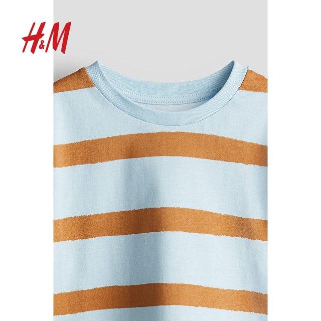 HM children's clothing boys T-shirt summer round neck short sleeve cute cartoon printed children's base shirt top 1216652

