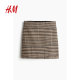 HM women's skirt summer fashionable high waist A-line slim mini plaid skirt 1245508
