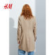HM women's woolen coat autumn and winter comfortable Maillard style knee-length single-breasted coat 1185068