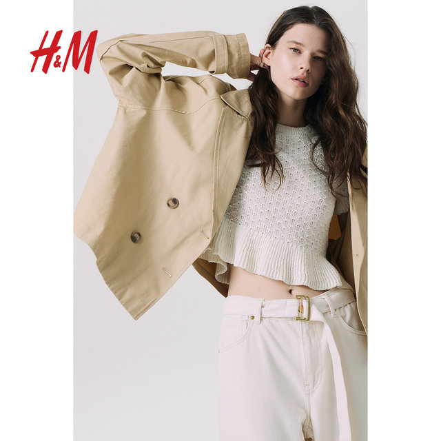 HM 2025 summer new women's short trench coat long sleeves 1259401