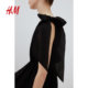 HM women's dress summer comfortable wrinkle chiffon forged sleeveless one-shoulder skirt 1235801