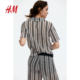 HM Women's T-shirt 2025 Summer New Hollow Pattern Collar Top 1281907
