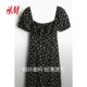 HM women's dress summer French temperament slim seaside vacation style puff sleeve midi skirt 1213111