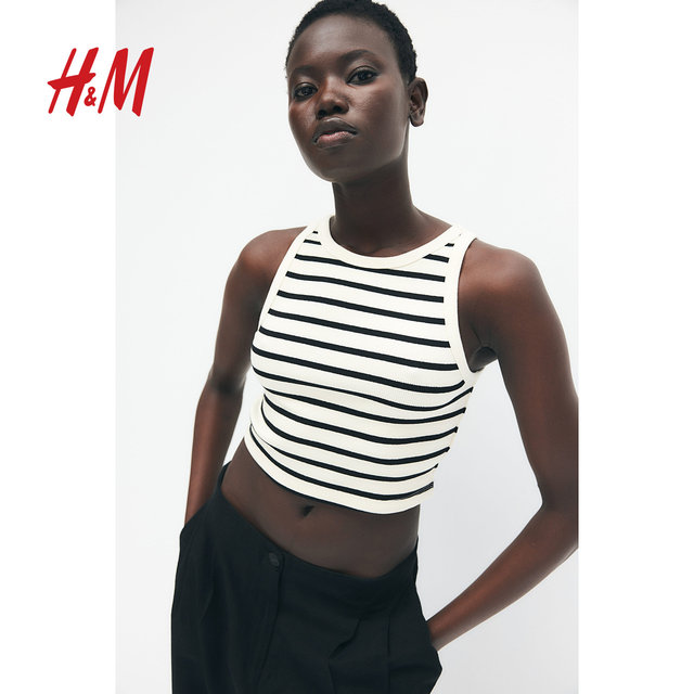 HM women's vest in autumn hot European and American dopamine girls' outfit inner round neck sleeveless suspender 1049251