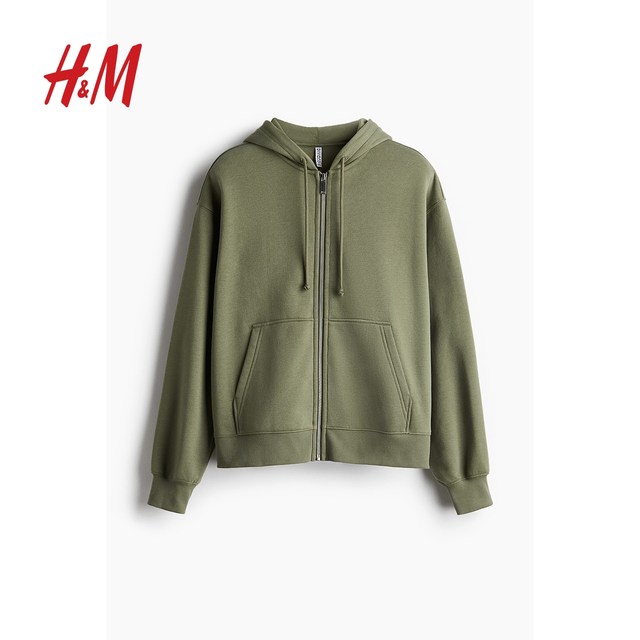 HM women's sweatshirt in summer simple casual and comfortable falling shoulder long sleeve zipper hoodie 1213772