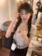 Spot summer French lace polka dot puff sleeve shirt for women sweet slim short doll shirt top for women
