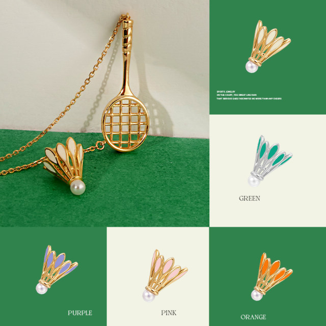 Fan Swear Badminton Necklace Women's Niche Pendant Couple Gift Sports Style Accessories
