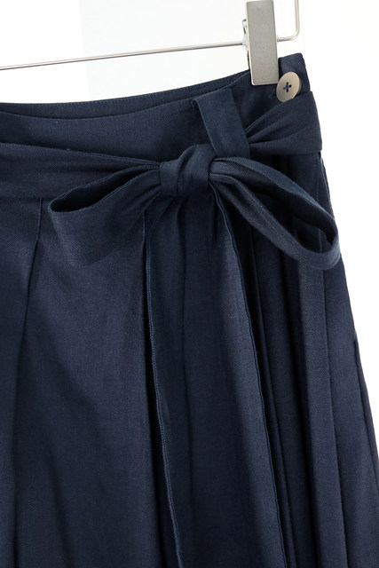 Brand special offer: four-season solid color lace-up skirt side seam zipper A-line intellectual and versatile midi skirt