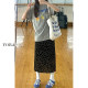 Black wave dot suit female summer large size fat MM covered belly, thin pear -shaped figure medium long A -line skirt