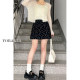 Black floral short skirt for women in summer new large size fat mm high waist slim pear-shaped body retro a-line skirt