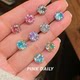 
Pink Daily sparkling colorful hand-held flowers Huazi titanium steel studs women's high-end ear bone studs cochlear stud earrings