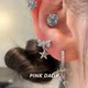
Pink Daily sparkling colorful hand-held flowers Huazi titanium steel studs women's high-end ear bone studs cochlear stud earrings
