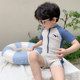 Children's one-piece short-sleeved swimsuit for boys in summer cute shark sunscreen quick-drying seaside vacation suit for children