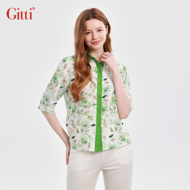 Gitti/Gitti Spring New Five-Pin Sleeve Age Reducing Printed Shirt for Women Slimming Large Size Shirt G251112
