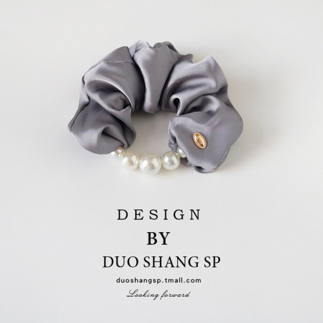 French pearl large intestine circles head rope female lady celebrities wind coating high -level sensory tie ponytail satin hair rope