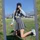 Pleated skirt for women in summer high waist A-line slim and sweet college style suit fabric high short skirt gray skirt pants