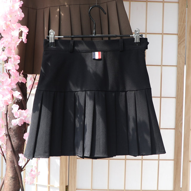 Pleated skirt for women summer high waist A-line slim skirt suit fabric draped sweet college style short skirt pants