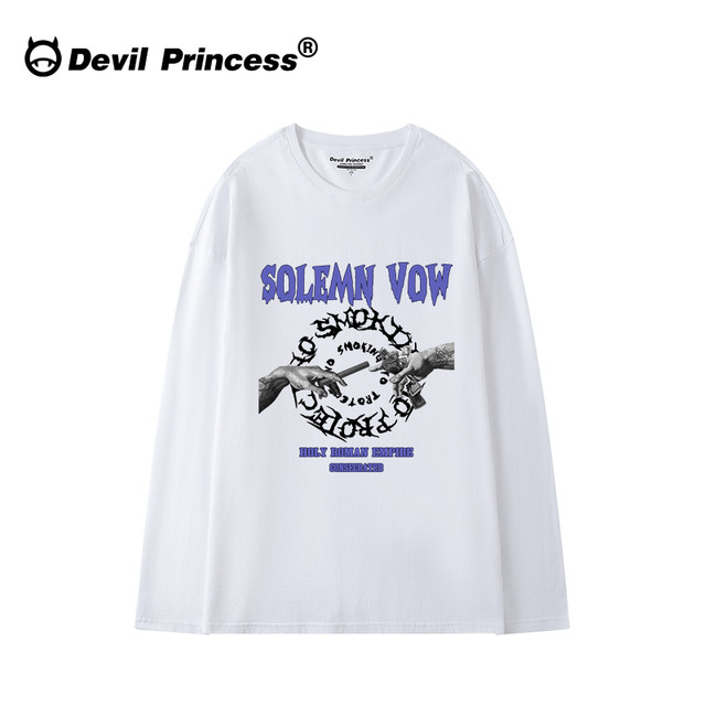 European and American style hiphop style black long-sleeved T-shirt for women 2025 autumn new ins trendy loose top
