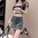 American irregular old denim skirt summer new high-waisted slim and anti-exposure skirt