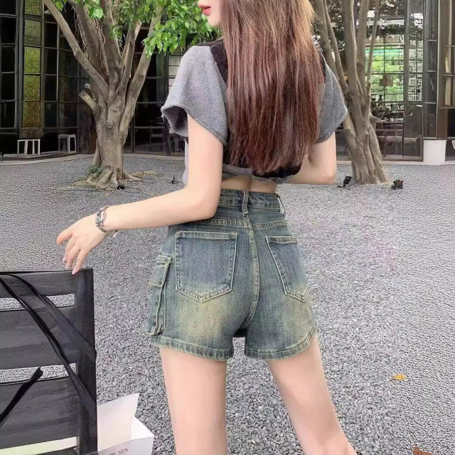 American irregular old denim skirt summer new high-waisted slim and anti-exposure skirt