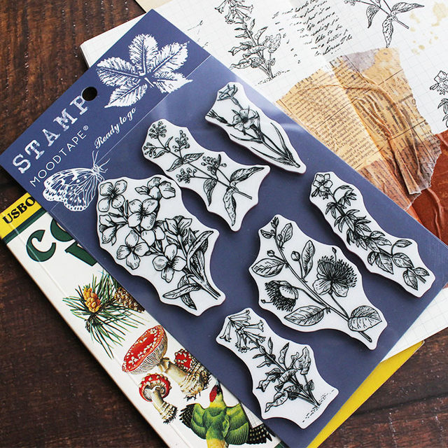 Moodtape. Transparent rubber seal cotton butterfly plant perpetual calendar retro hand account material seal rubber chapter
