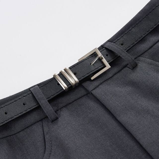 Gray high-waisted straight-tube suit skirt Spring and autumn new A-line versatile slim hip skirt slit mid-length skirt
