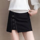 Korean style college-style skirt for women 2025 summer new button design high waist slimming A-line irregular short skirt