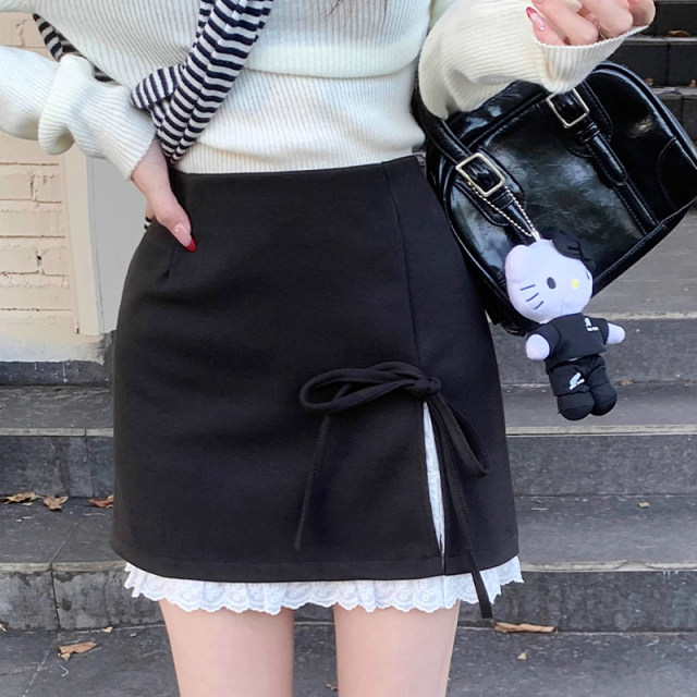 Xiaoyi Xianqiu Winter New Mao Woorser Design Variable Slim Slim Slot Ladder Short Skirt Female A -Blind Skirt
