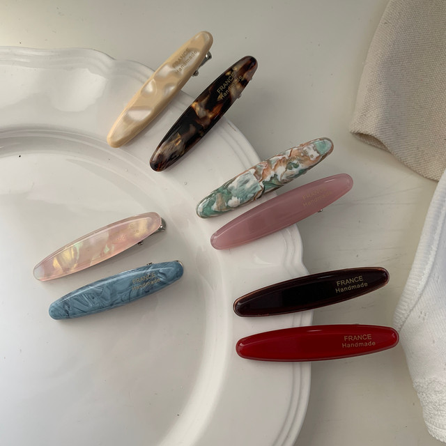 
Retro France acetic acid one-line clip hair card texture oval willow leaf duckbow clip broken hair bang clip edge clip hair accessories