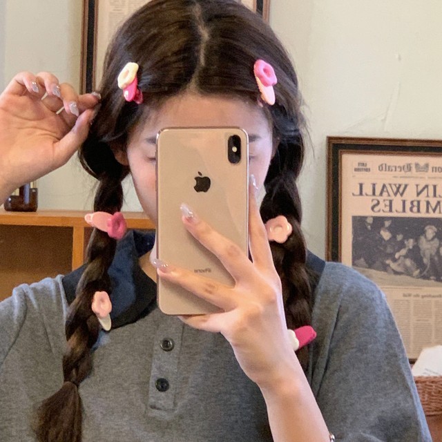 Cream Puff Pink Flower Hairpin Cute Versatile Side Clip Bangle Clip Haircard Sweet Hair Accessories 2023