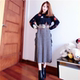 Sasaki Eiko's same Japanese sweet elastic waist bow tie pleated knit skirt long skirt