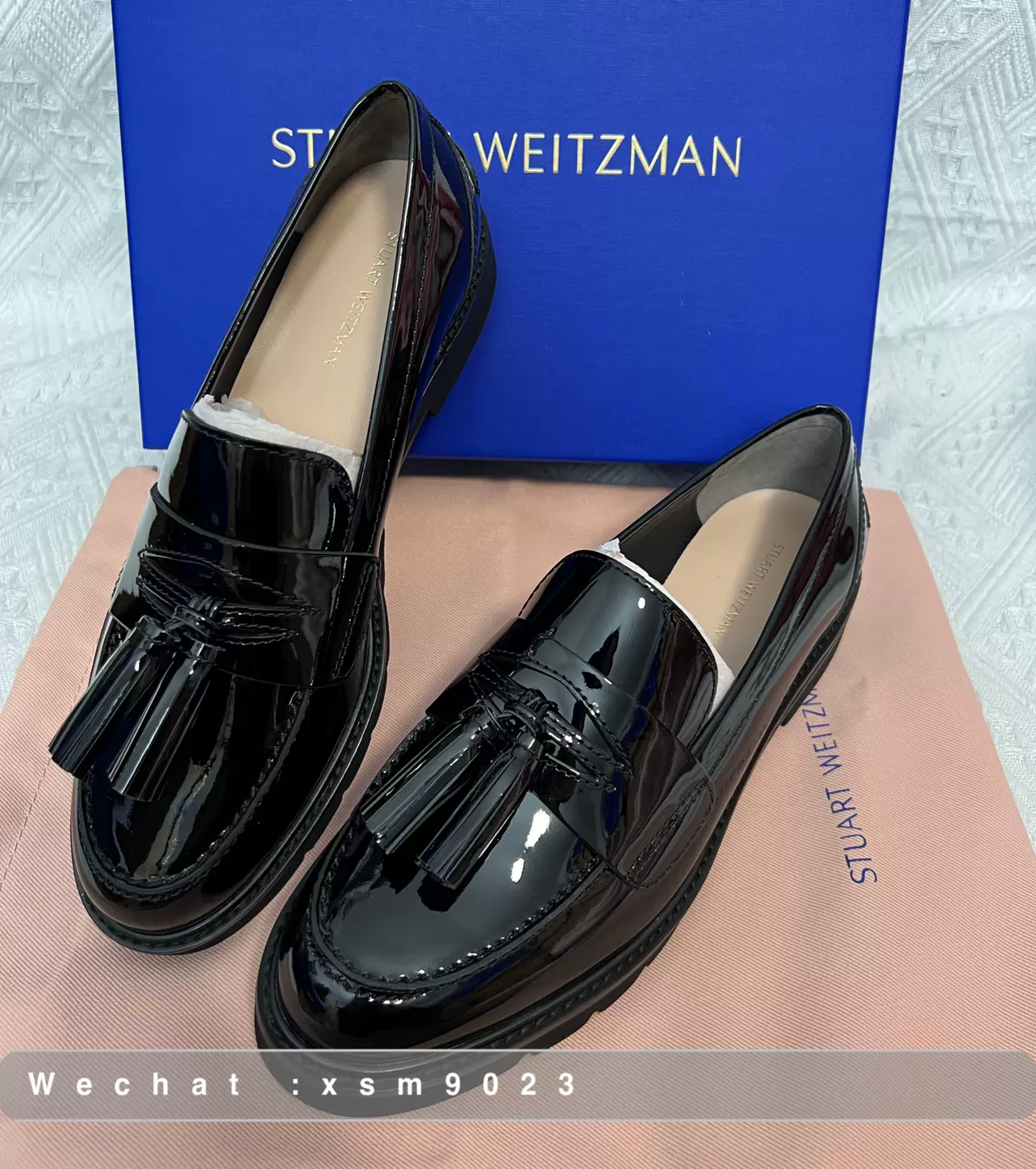 国现顺丰】stuart weitzman/sw adrina流苏乐福鞋厚底漆皮单鞋-Taobao