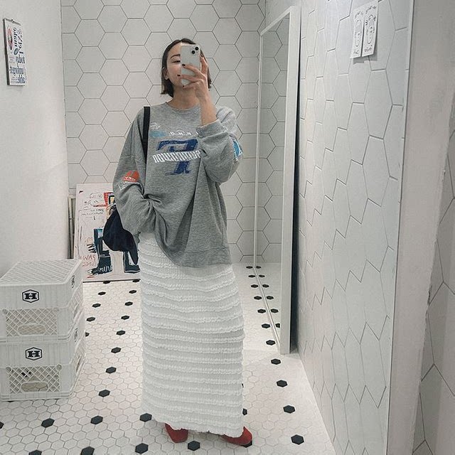 Spot Cmy korea Korean Dongdaemun authentic women's clothing cake skirt slit high waist skirt mid-skirt