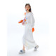Original design of eared uare, pale magnolia, hand-cranked elastic tie straight front slit skirt