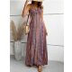 Beach skirt summer new fashion European and American style V-neck striped print backless Sexy slit suspender dress for women