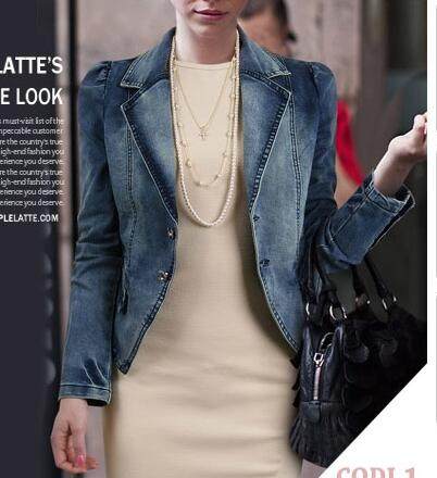 Large size women's denim jacket spring European and American style denim top Long-sleeved denim jacket